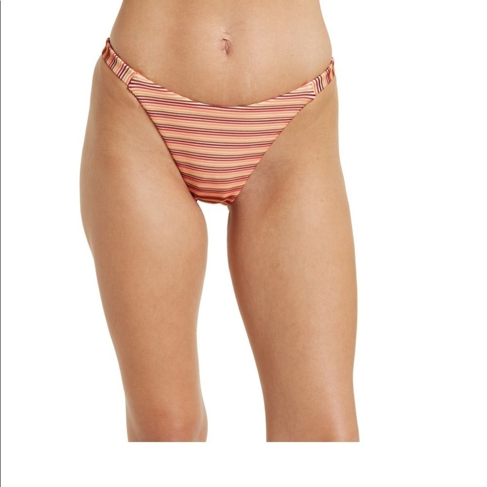 Madewell Ombre stripe side strap ribbed bikini bottoms L NWT